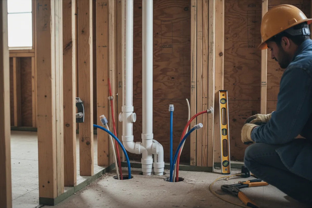 Drain and supply rough-in during Leak Detection in Shady Dale